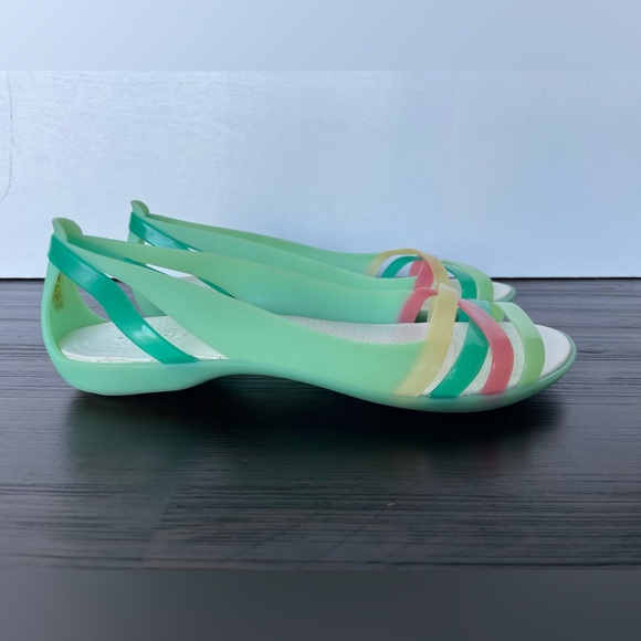 💥SALE💥 Crocs Green Isabella Sandal Jelly Comfort Shoes Pink Yellow Mint Size 8 - Picture 2 of 10